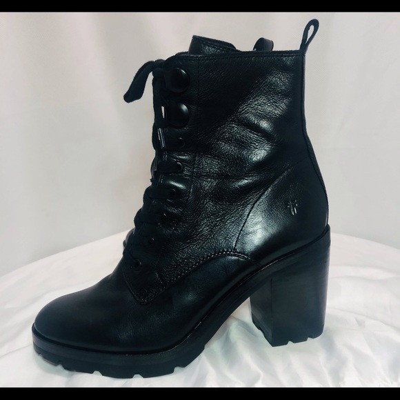 Frye Myra Black Lace up Combat boots 8.5 - Picture 1 of 7